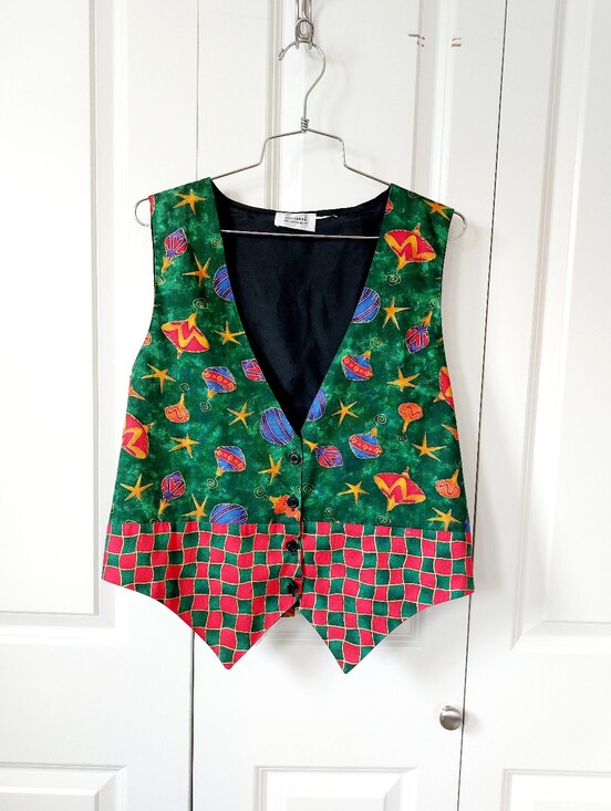 Tops - 90s Vintage Christmas Ornament Vest Whimsy Granny Cottagecore Holiday Teacher